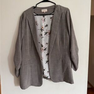Skies Are Blue Gray Blazer with Floral Interior